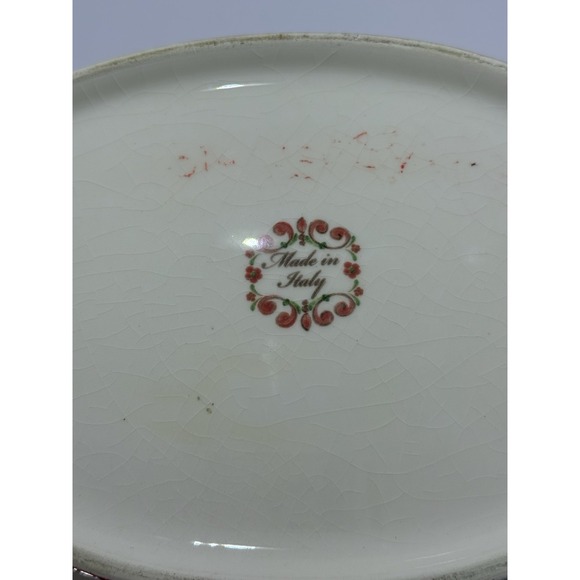 Vintage Hand Painted Soup Tureen with Lid Red Green Scroll Floral Made In Italy - Picture 9 of 9